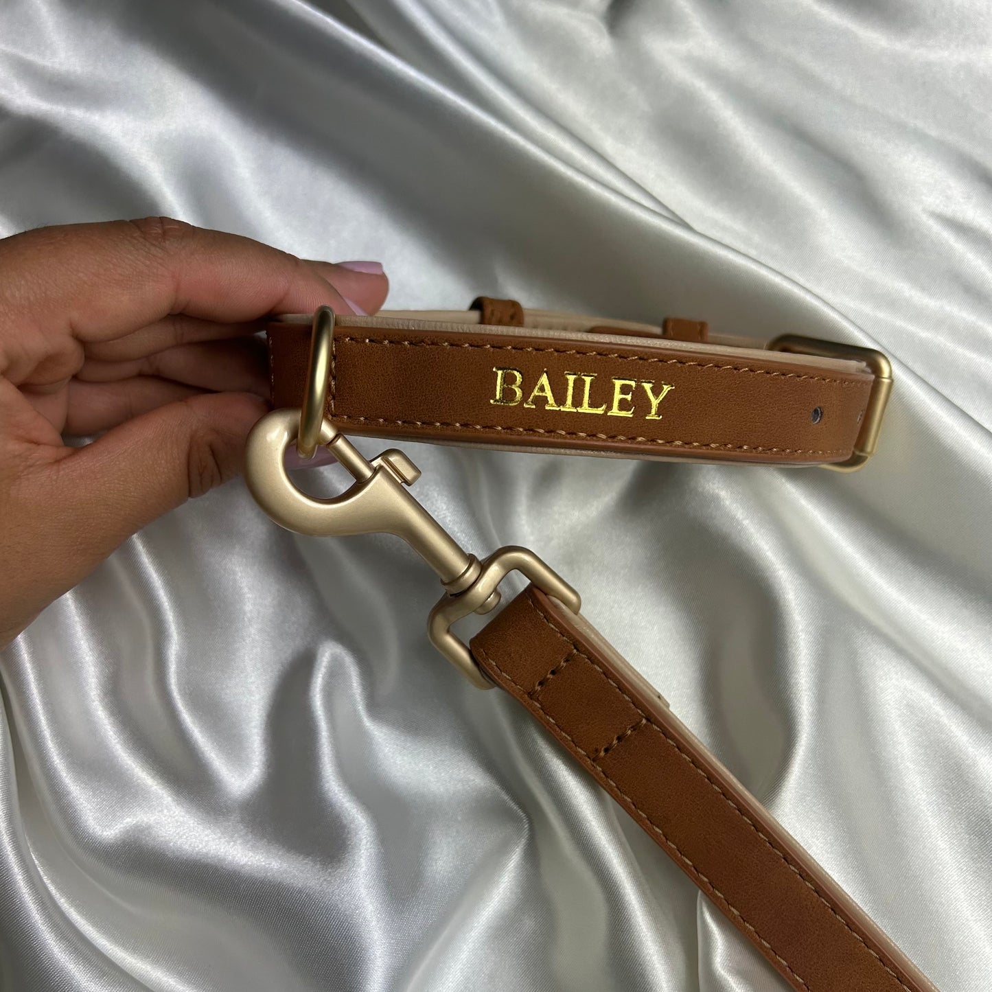 Personalised Vegan Suede Leather Dog Collar & Lead Set