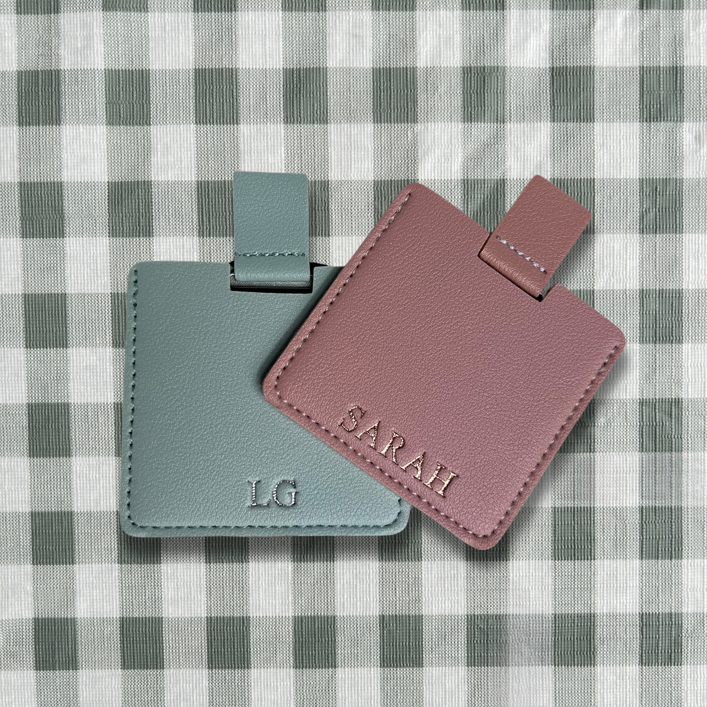 Personalised Vegan Leather Compact Mirror