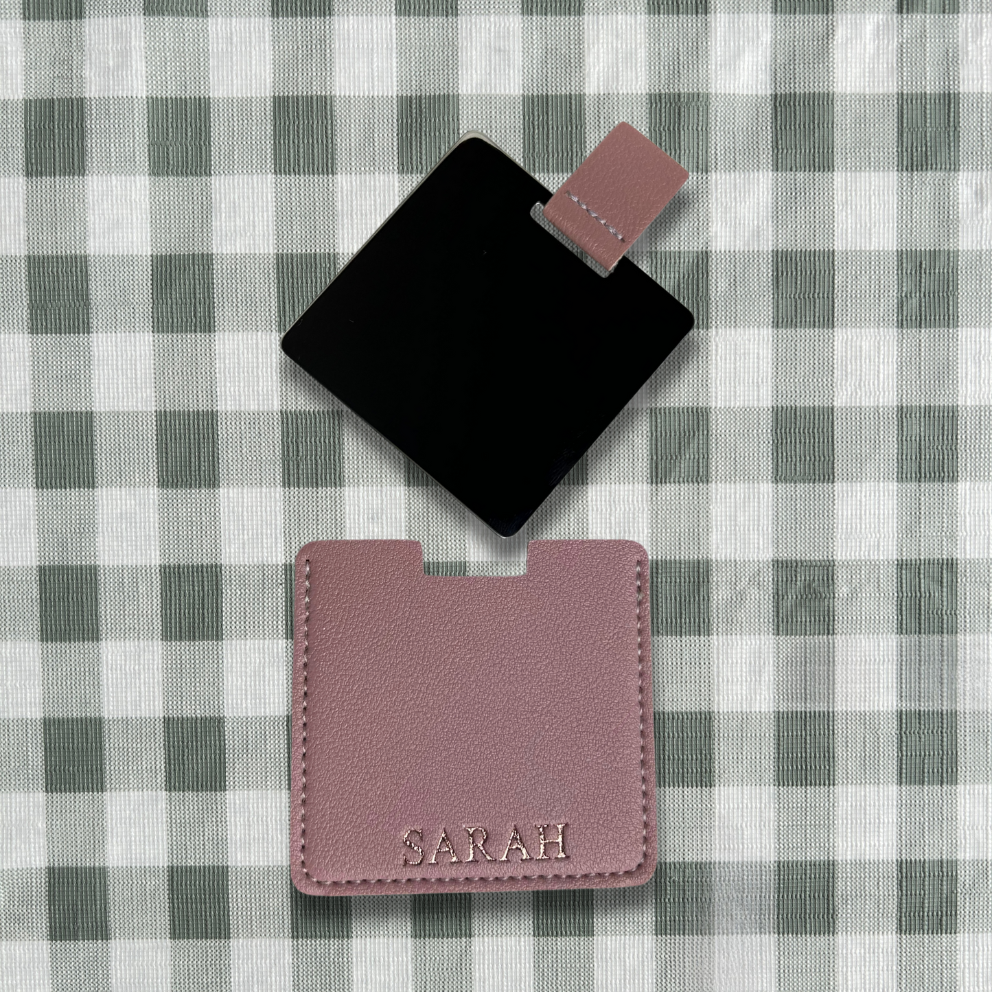 Personalised Vegan Leather Compact Mirror