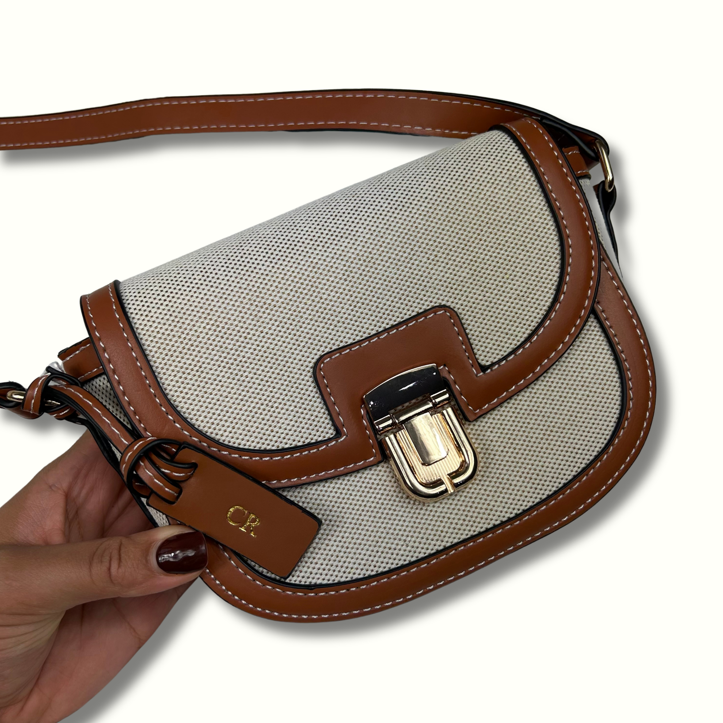 Personalised Vegan Leather Canvas Crossbody Bag