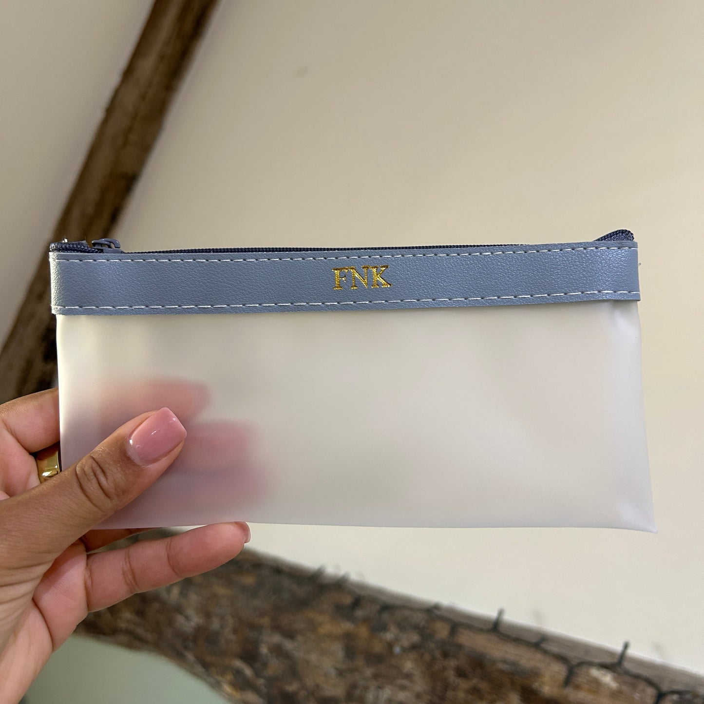Clear Pencil Case - Blue/ Gold - FNK