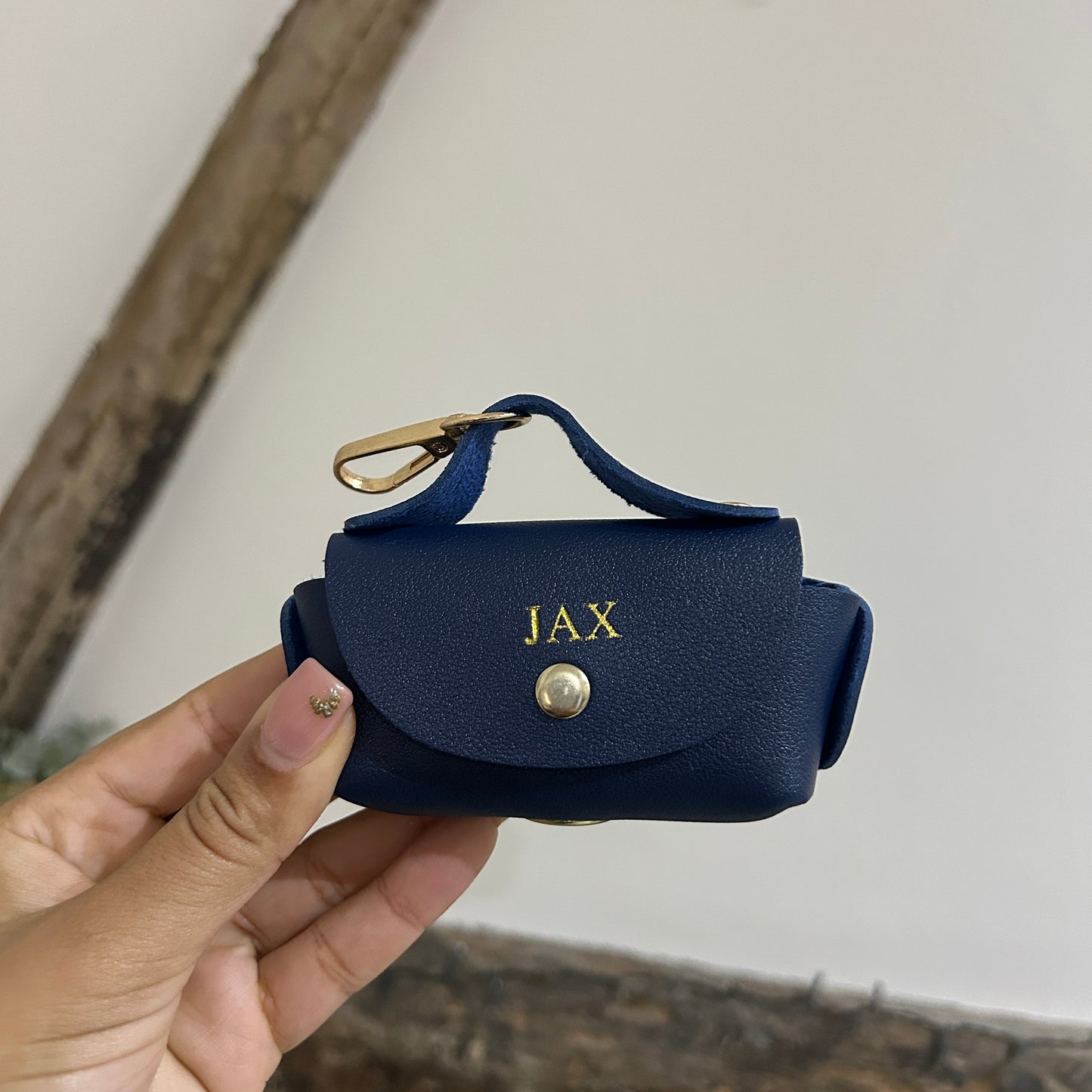 Dog Poo Bag Holder - Navy/ Gold - JAX