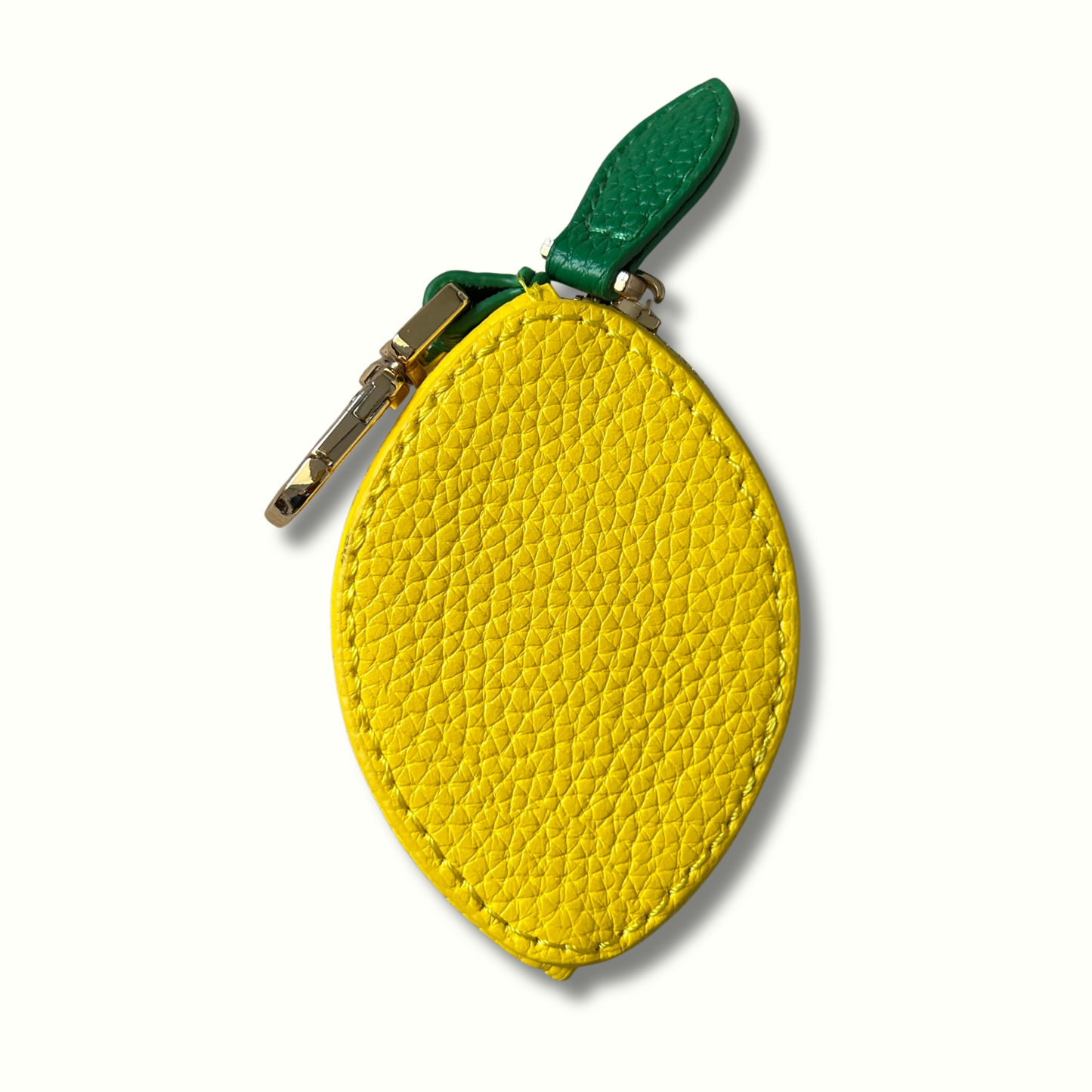 Personalised Leather Lemon Bag Charm with Zip