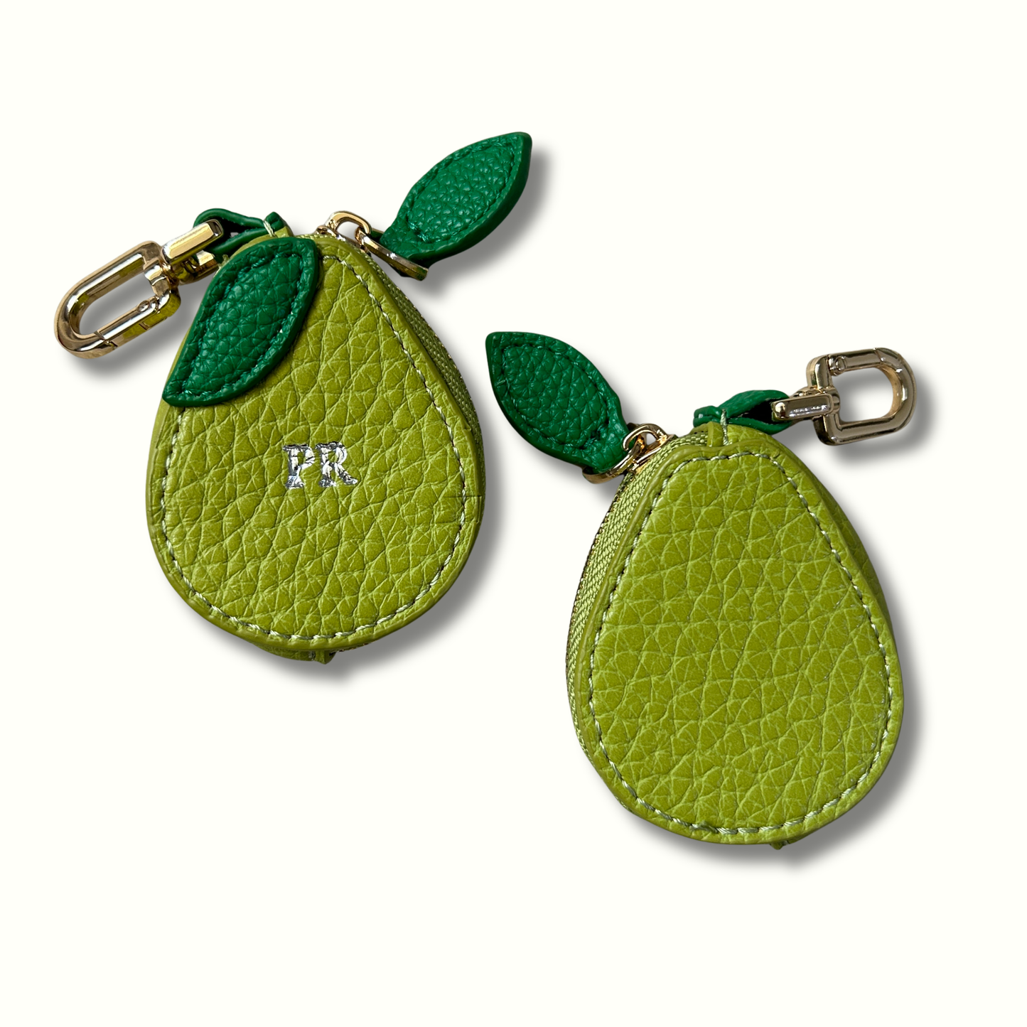 Personalised Leather Pear Bag Charm with Zip