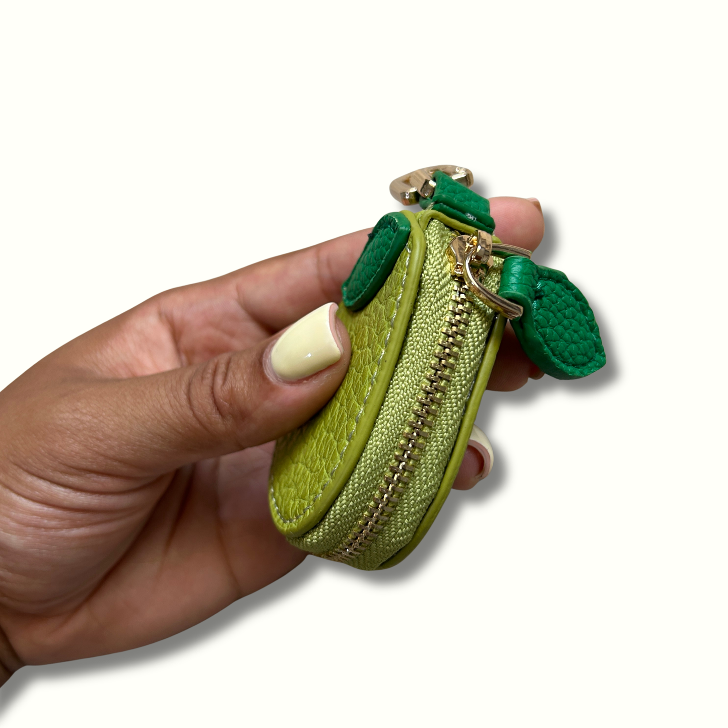 Personalised Leather Pear Bag Charm with Zip