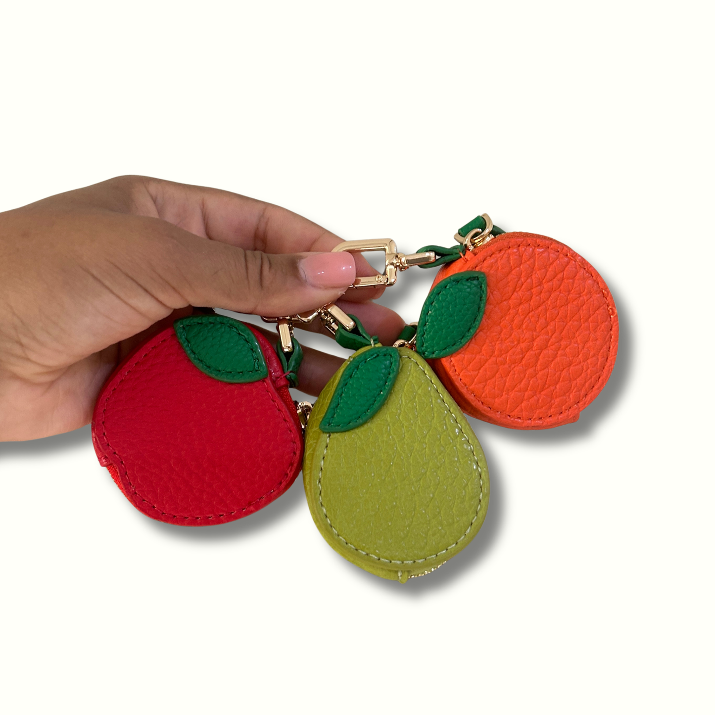 Personalised Leather Orange Bag Charm with Zip
