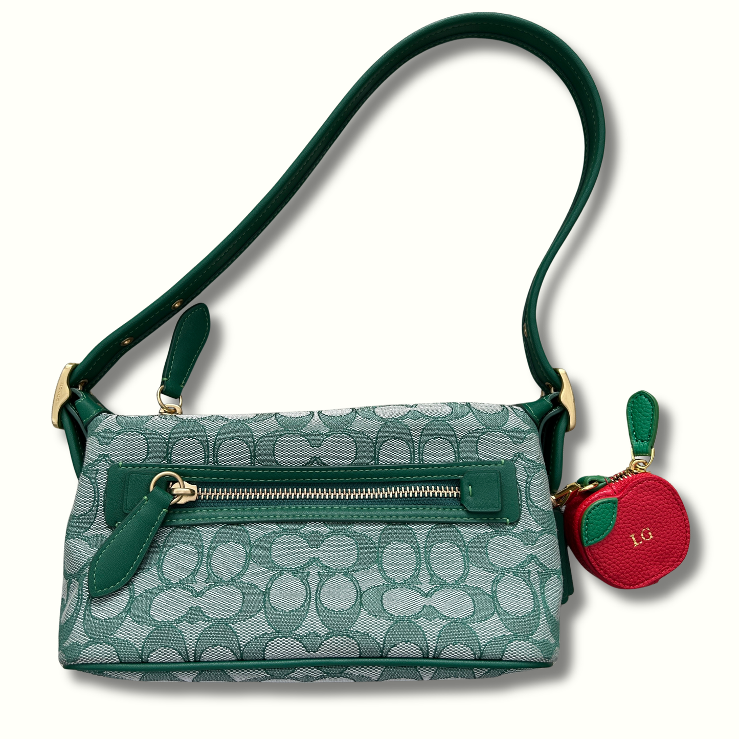 Personalised Leather Apple Bag Charm with Zip