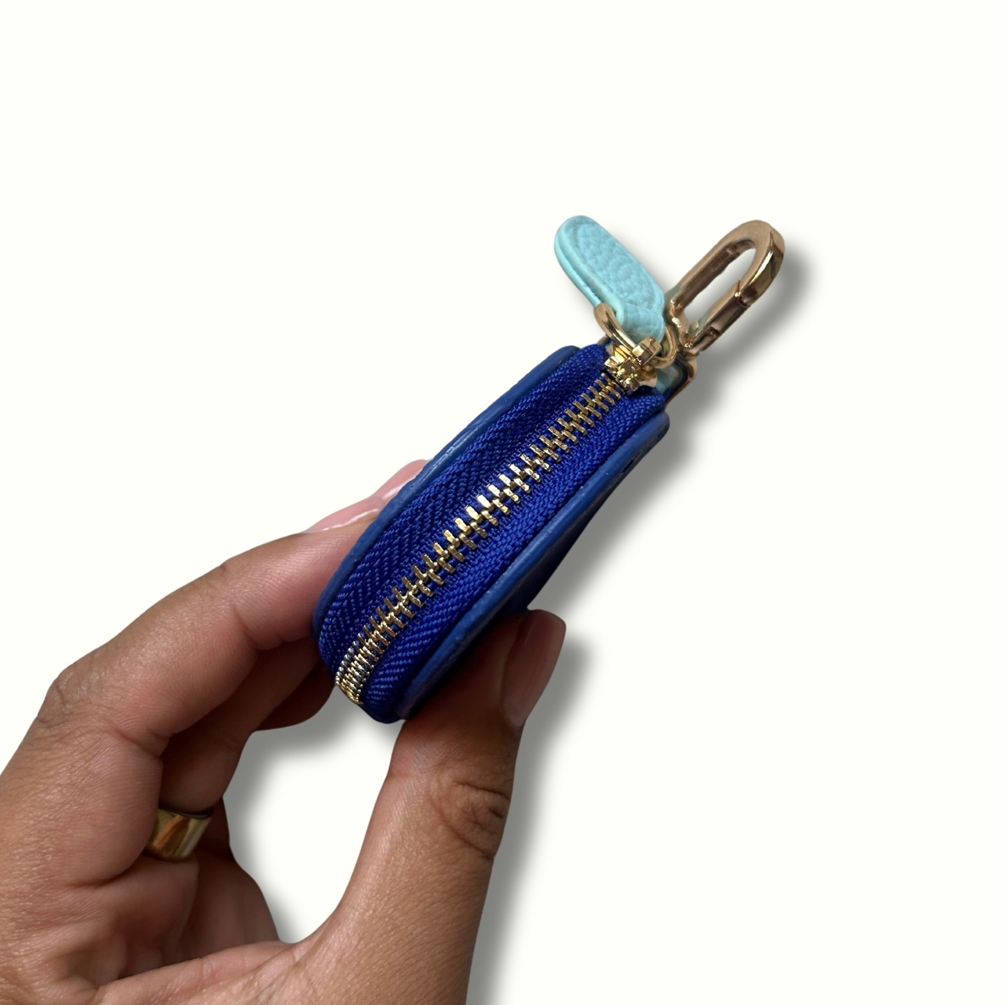 Personalised Leather Blueberry Bag Charm with Zip