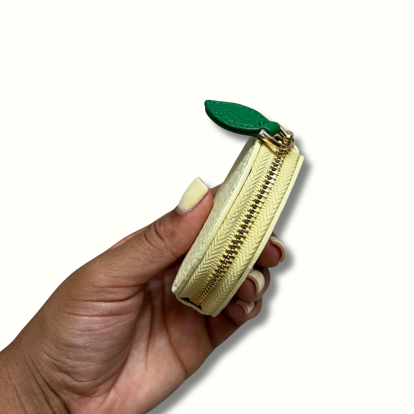 Personalised Leather Lemon Bag Charm with Zip