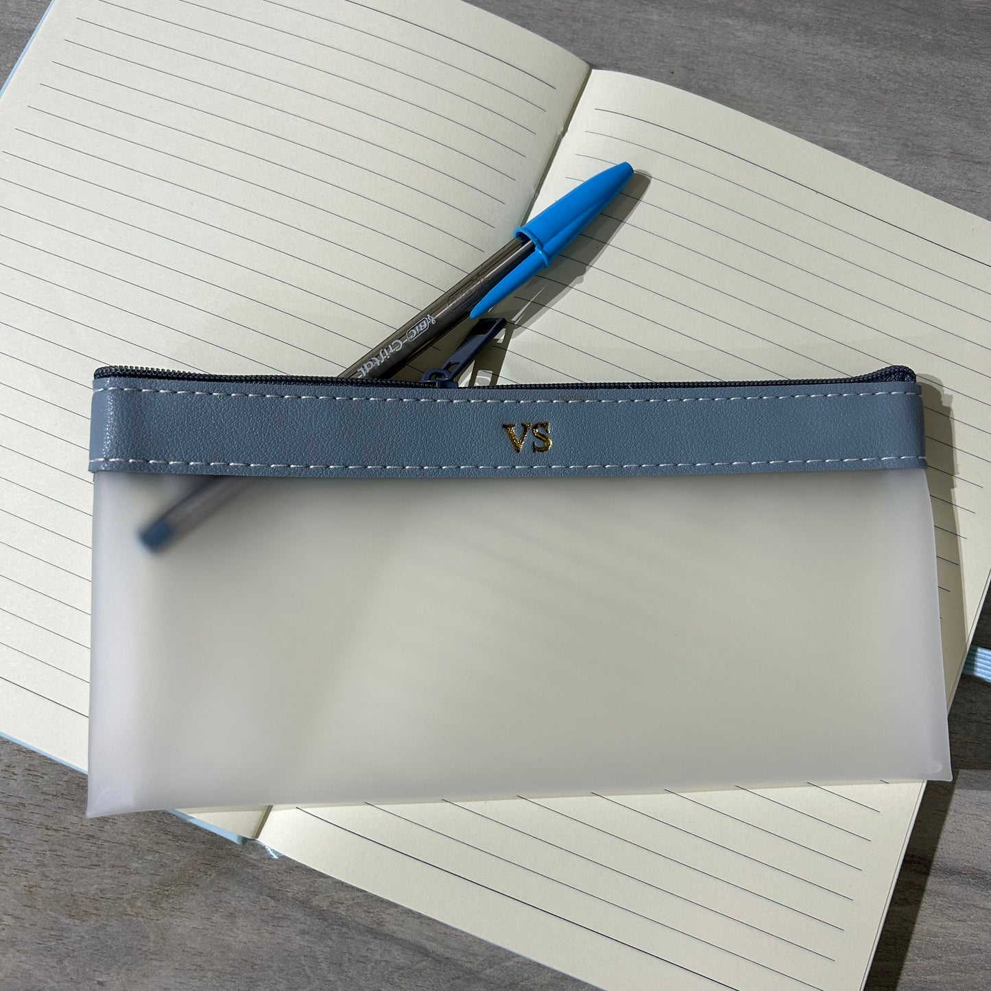 Personalised Vegan Leather Clear Pencil Case