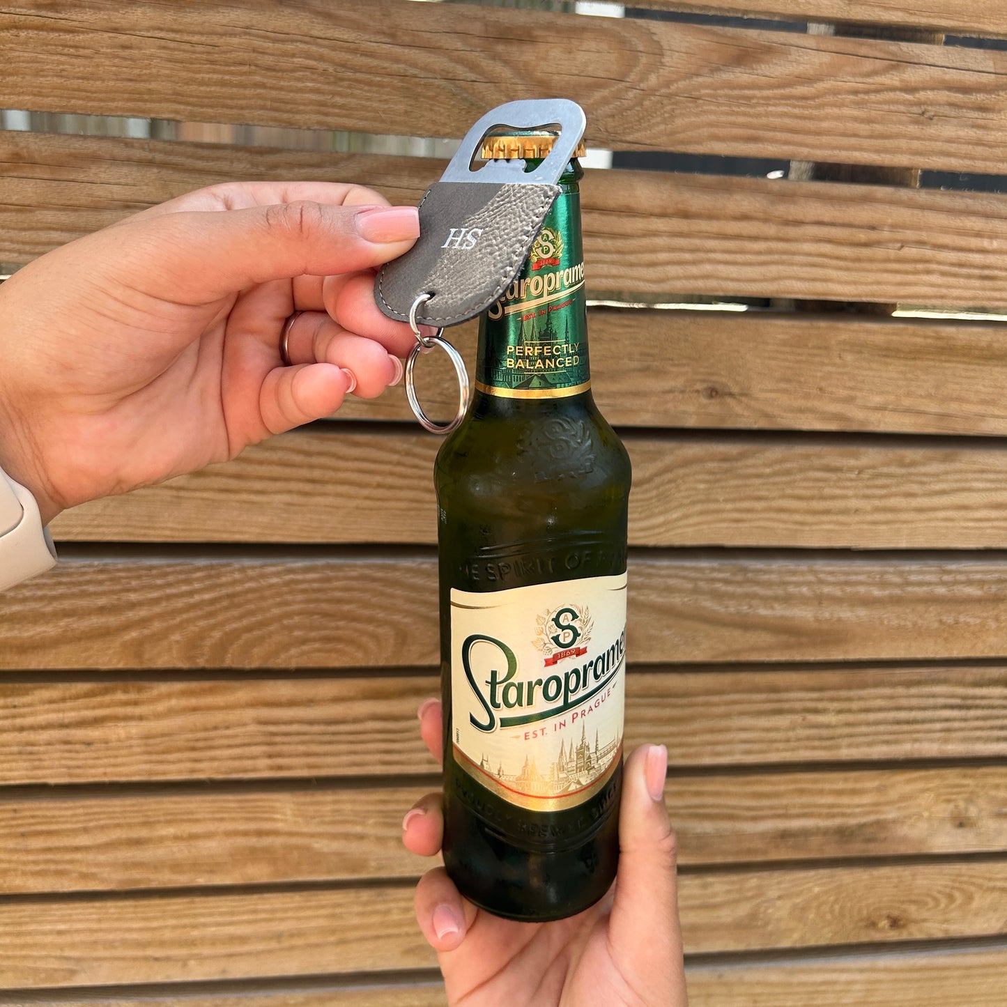 Personalised Vegan Leather Bottle Opener Keychain