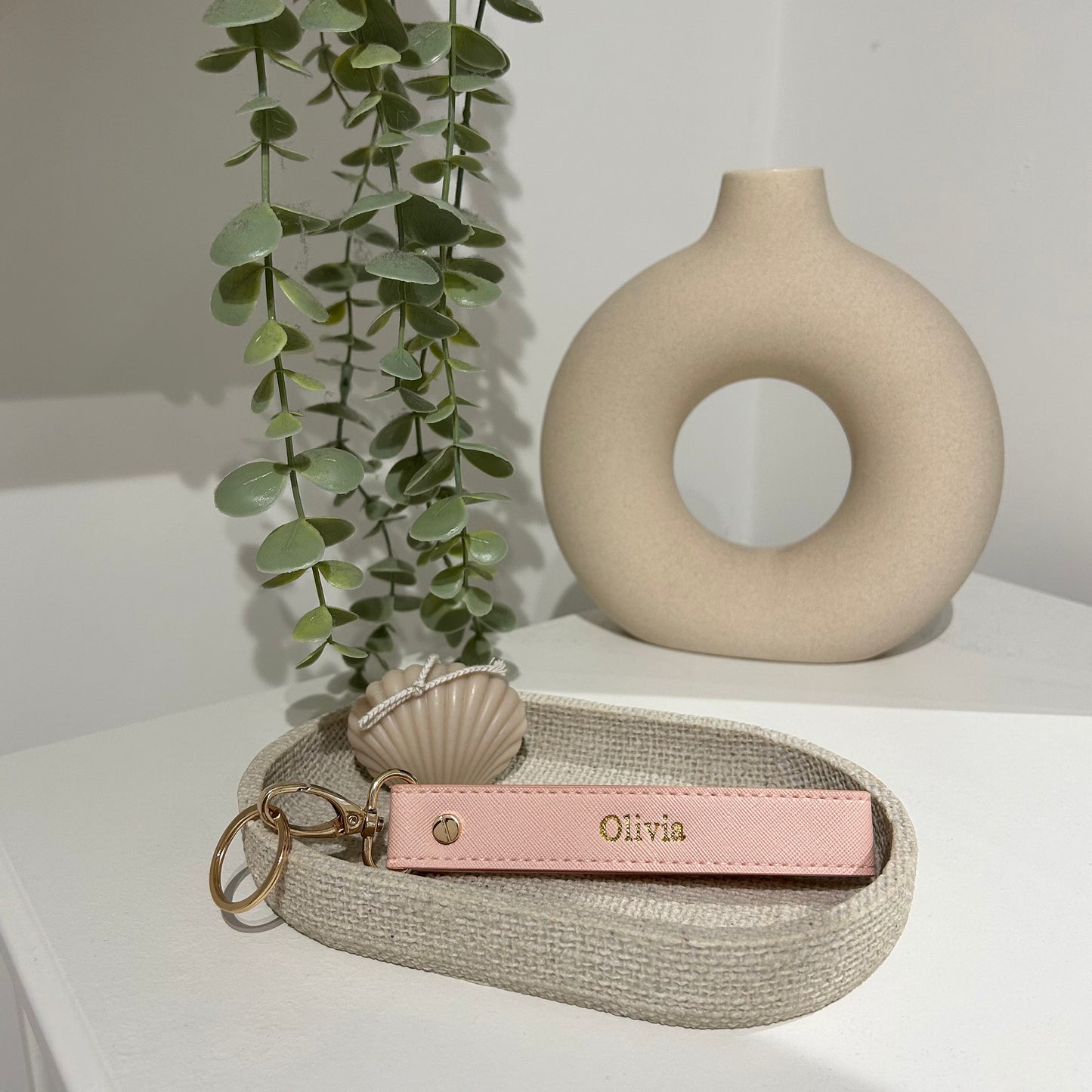 Personalised Vegan Leather Wristlet Keychain