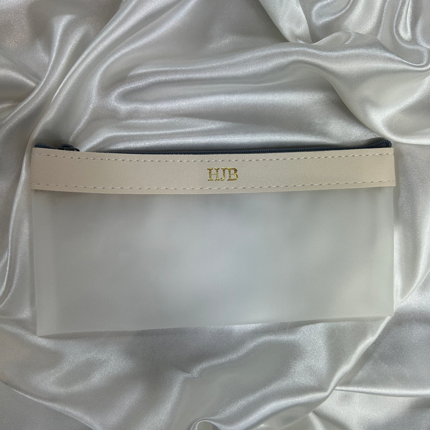 Clear Pencil Case - White/ Gold - HJB