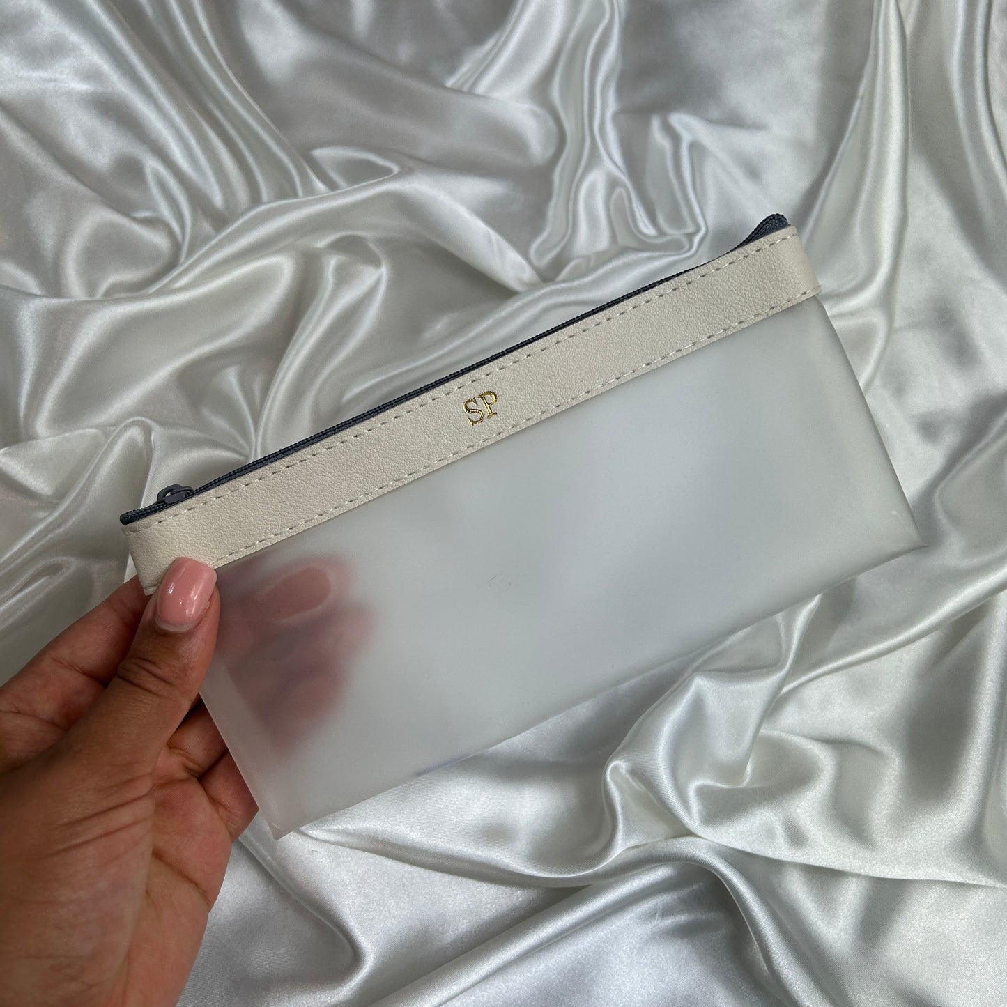 Clear Pencil Case - White/ Gold - SP
