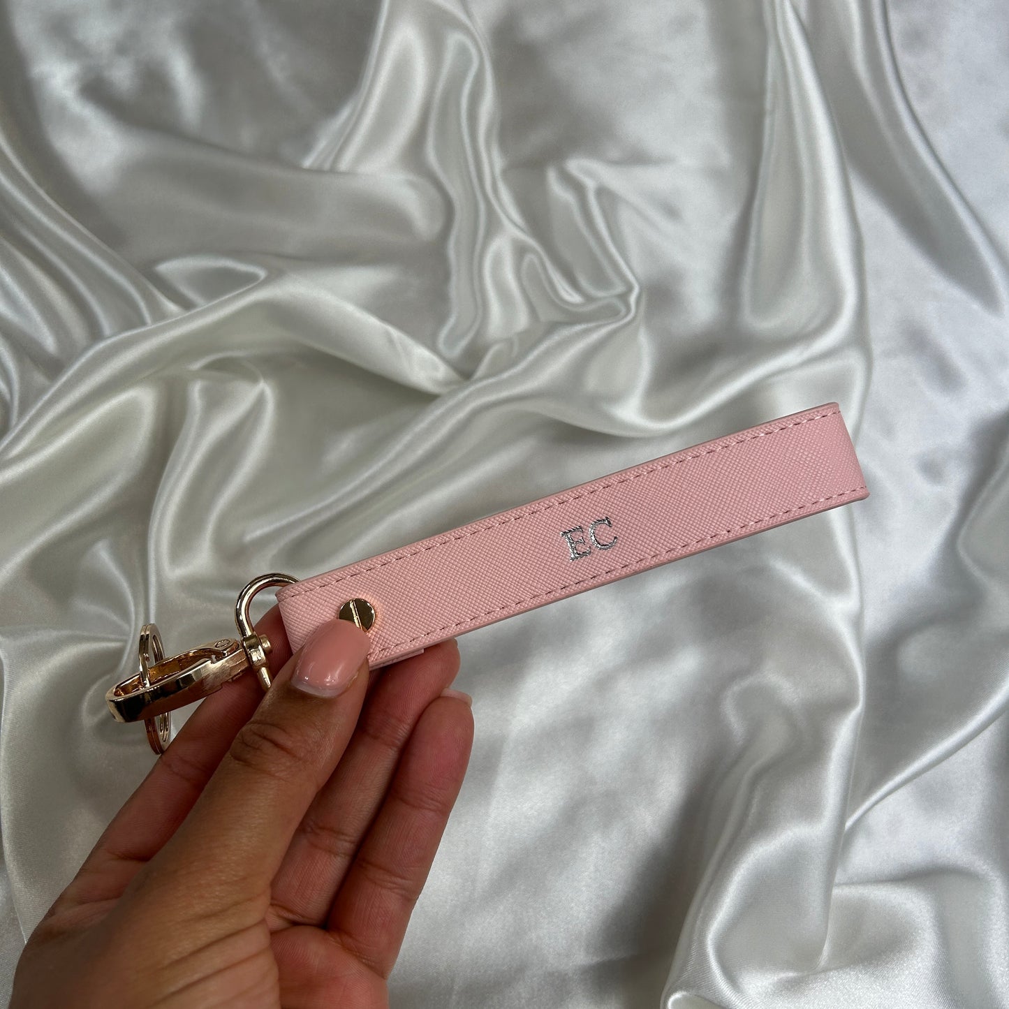 Wristlet Keychain - Pink/ Silver - EC