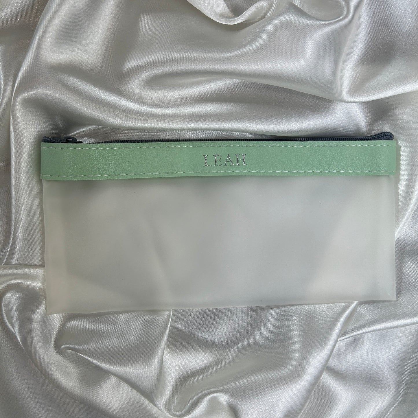Clear Pencil Case - Green/ Silver - LEAH