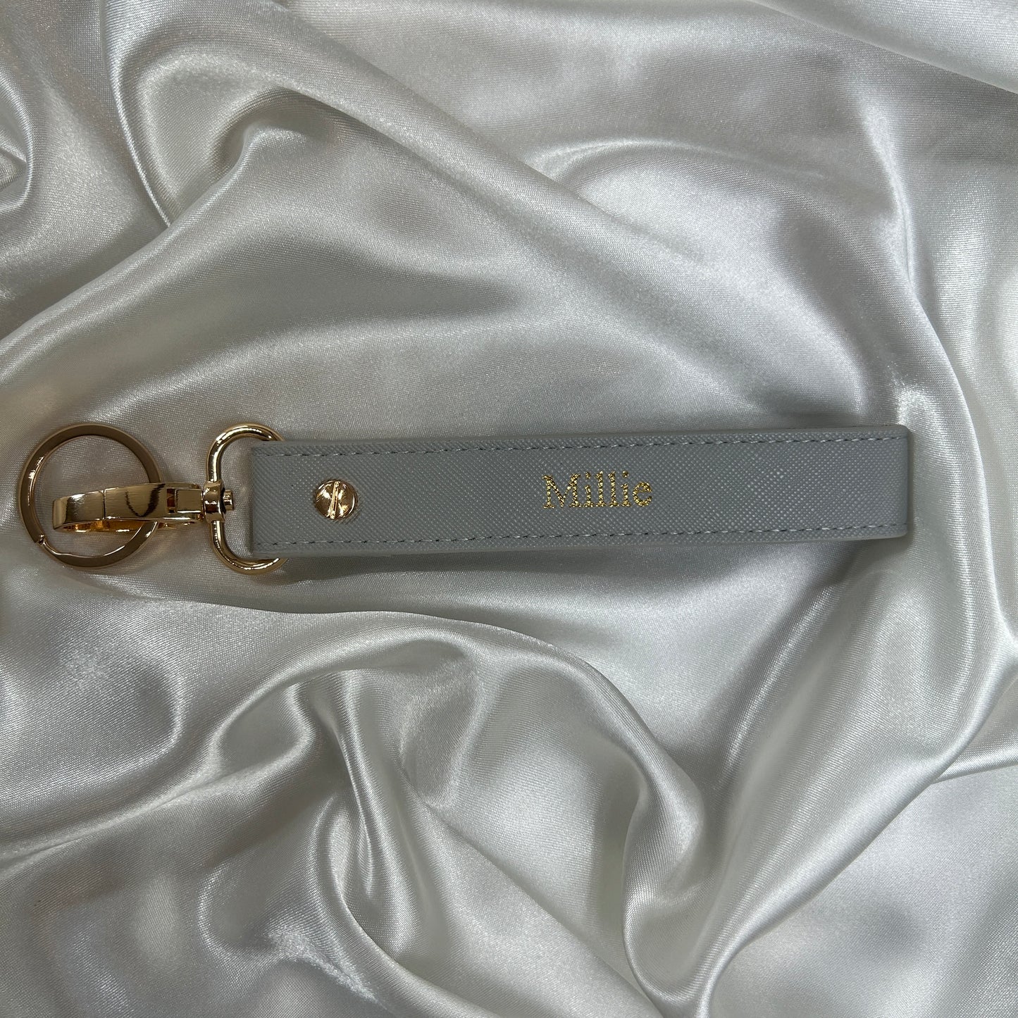 Wristlet Keychain - Grey/ Gold -Millie