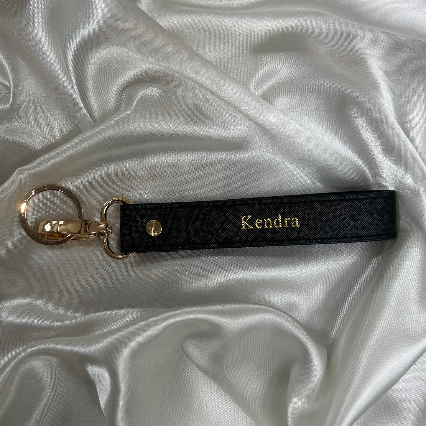 Wristlet Keychain - Black/ Gold - Kendra