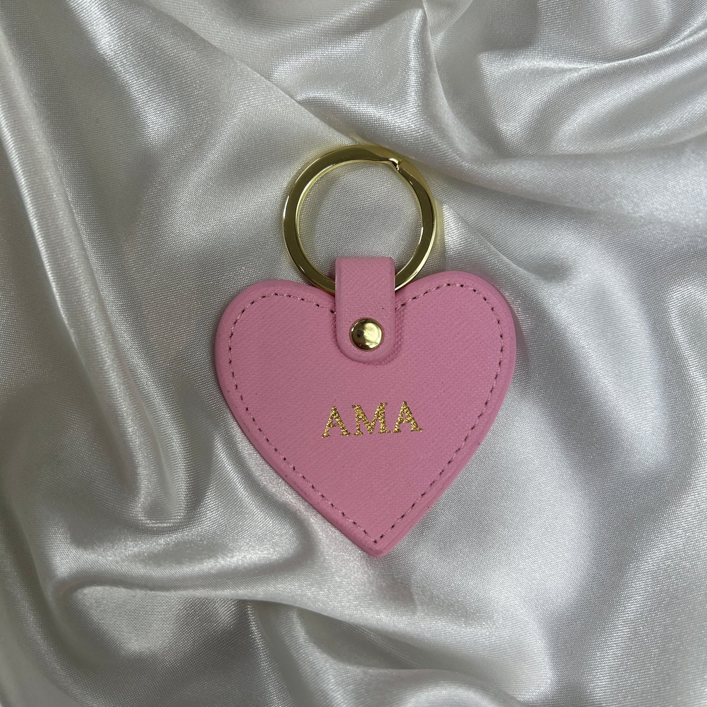 Leather Heart Keychain - Pink 4/ Gold - AMA