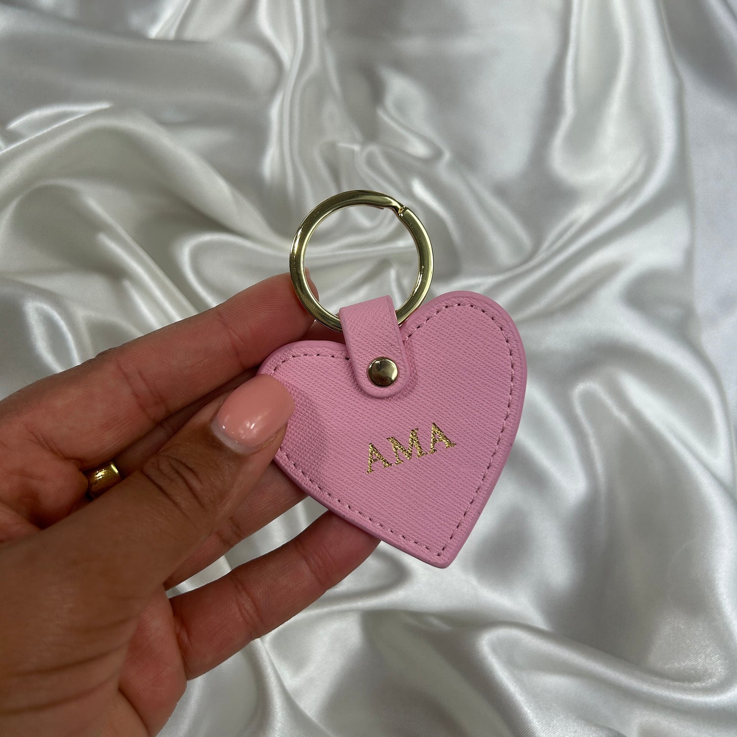 Leather Heart Keychain - Pink 4/ Gold - AMA