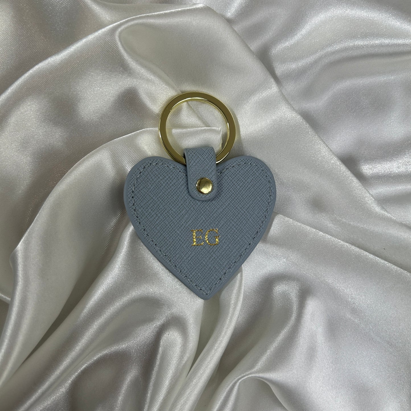 Leather Heart Keychain - Blue/ Gold - EG