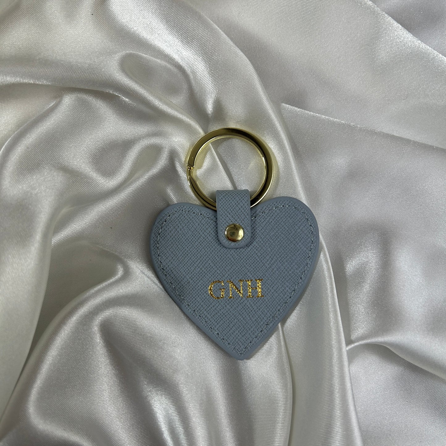 Leather Heart Keychain - Blue/ Gold - GNH