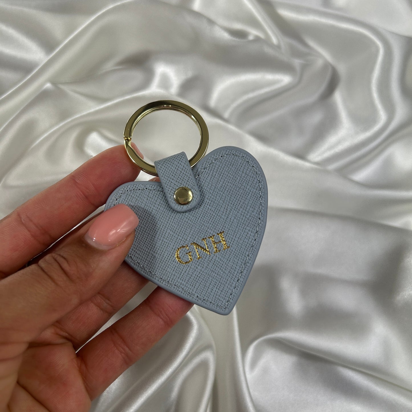 Leather Heart Keychain - Blue/ Gold - GNH