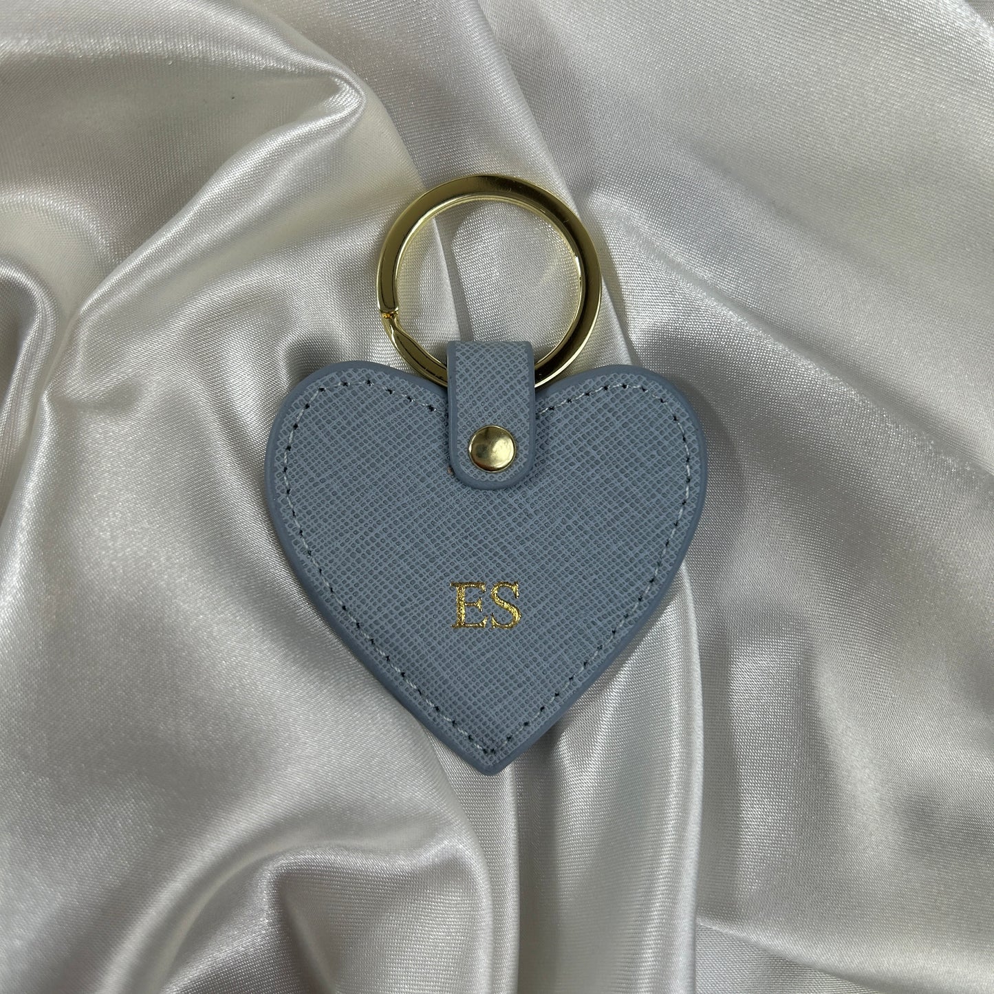 Leather Heart Keychain - Blue/ Gold - ES