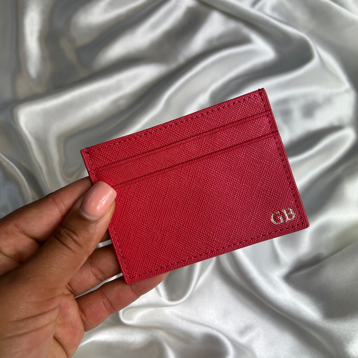 Leather Cardholder - Rose Red/ Rose Gold - GB