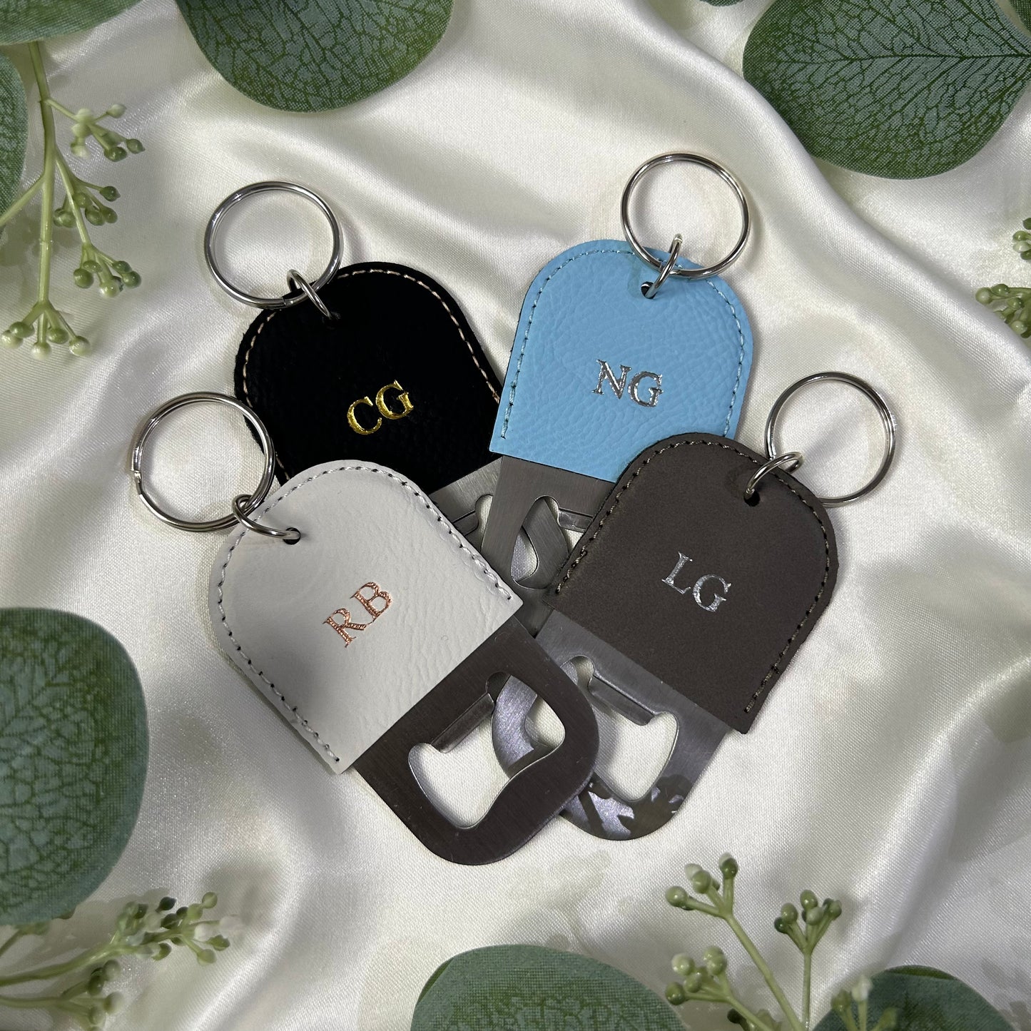 Personalised Vegan Leather Bottle Opener Keychain