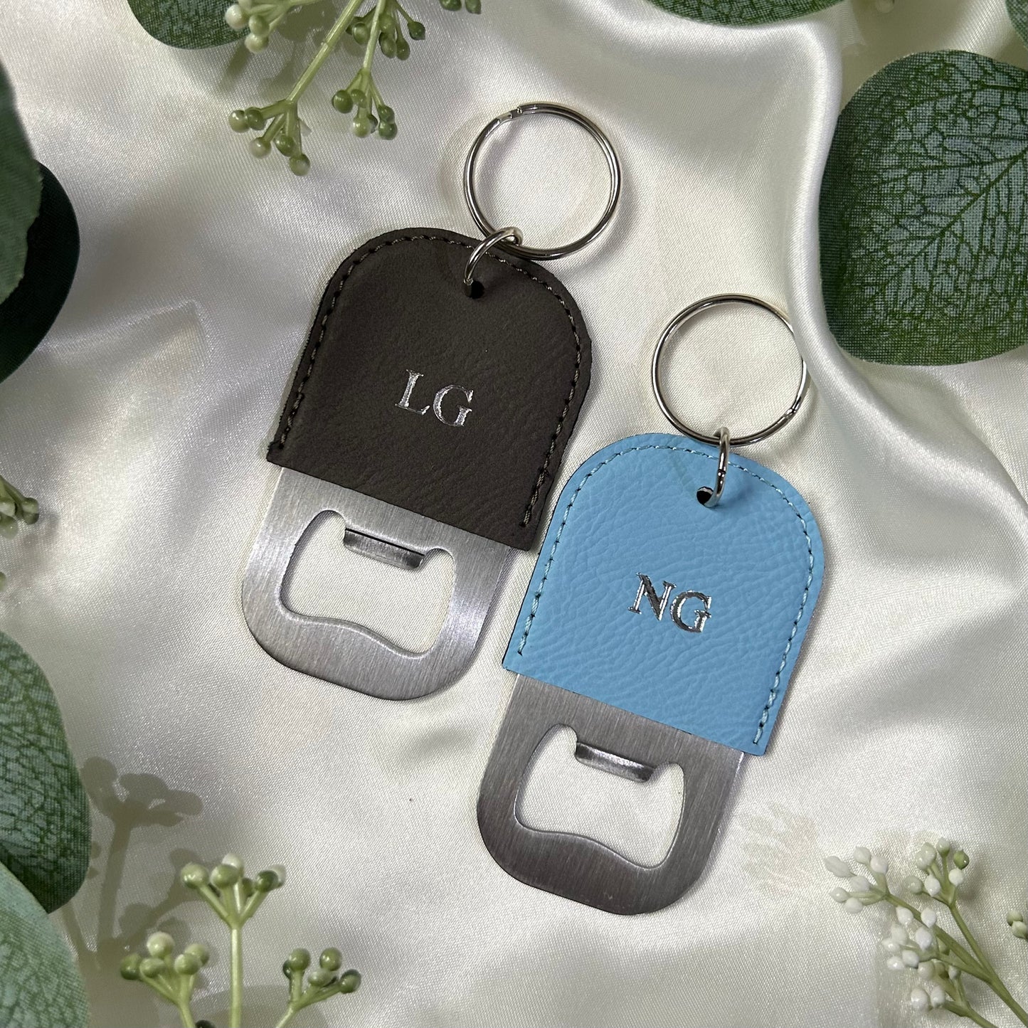 Personalised Vegan Leather Bottle Opener Keychain