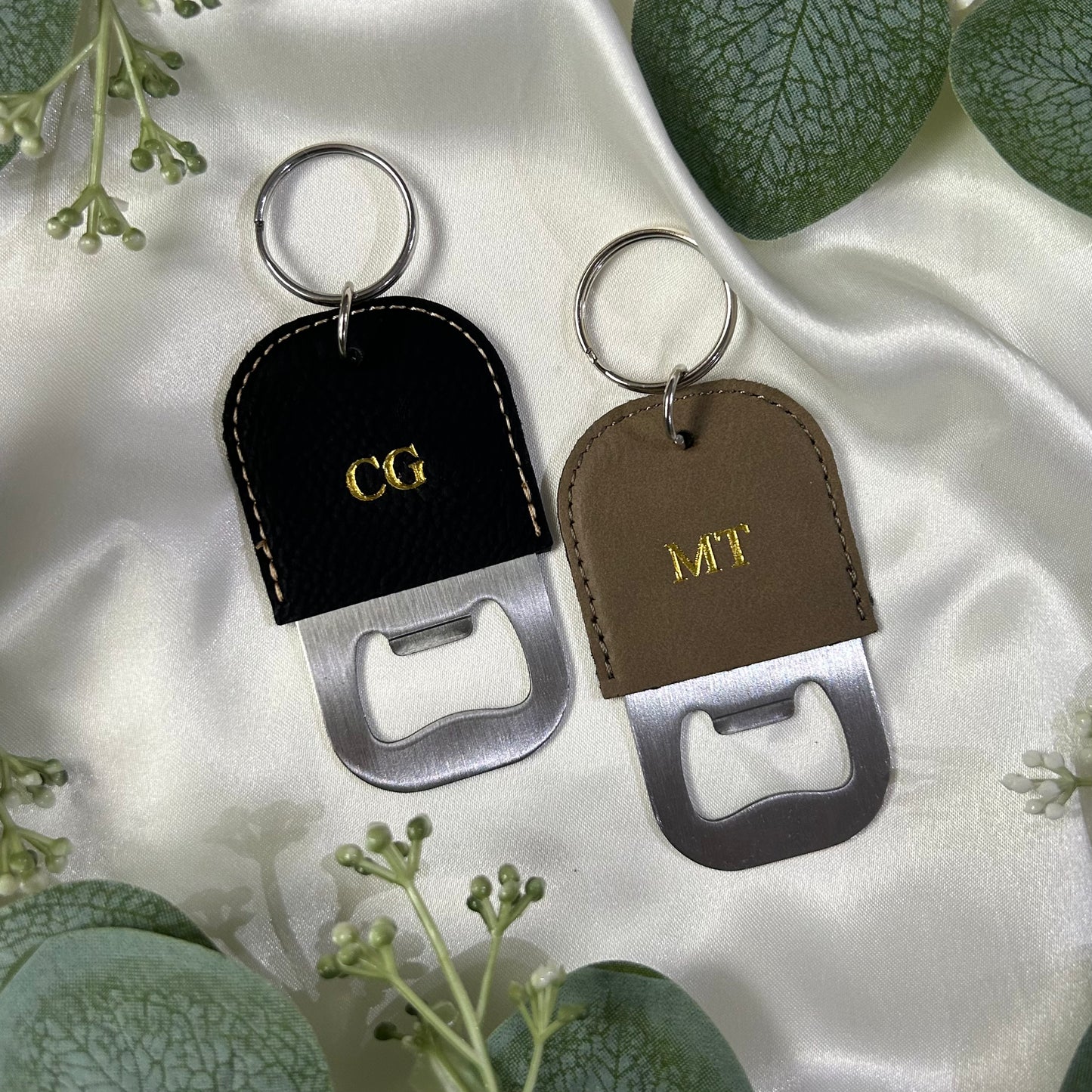 Personalised Vegan Leather Bottle Opener Keychain