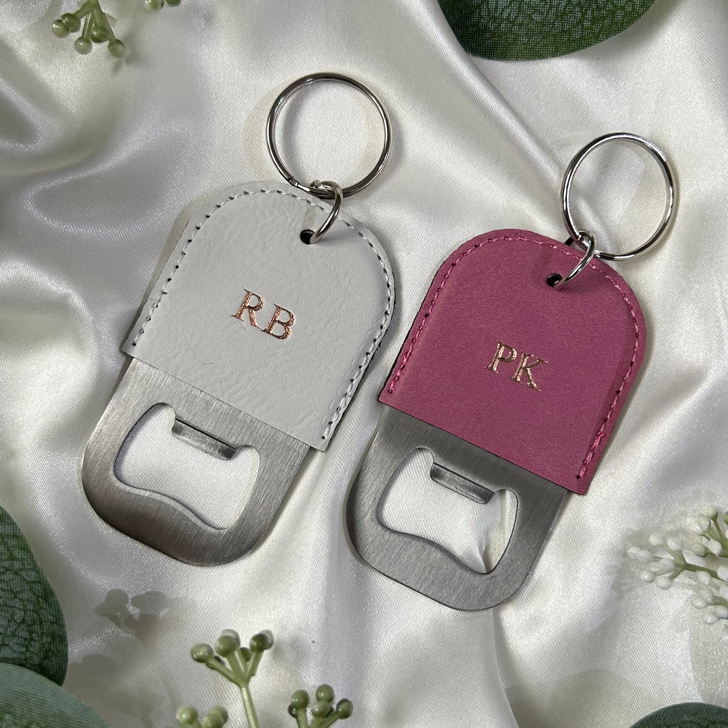 Personalised Vegan Leather Bottle Opener Keychain