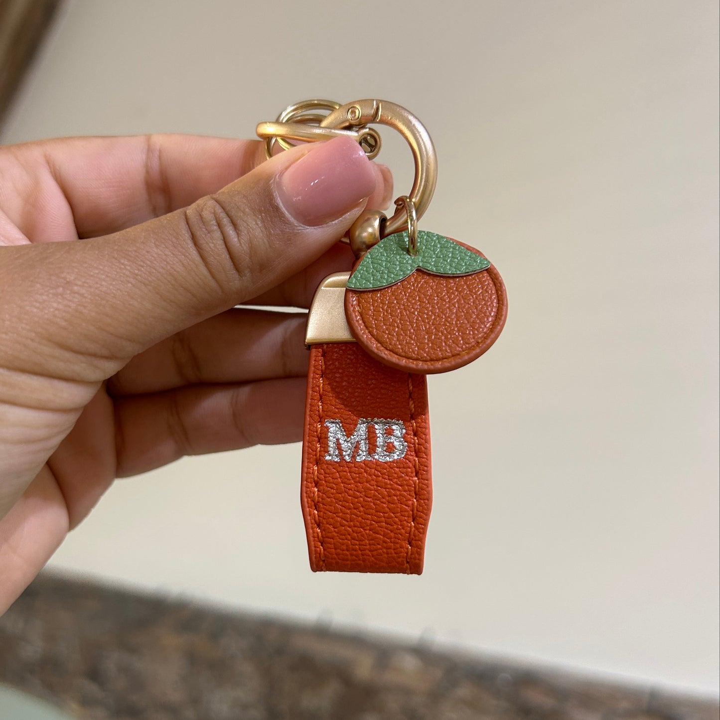 Fruit Charm Keychain - Orange/ Silver - MB