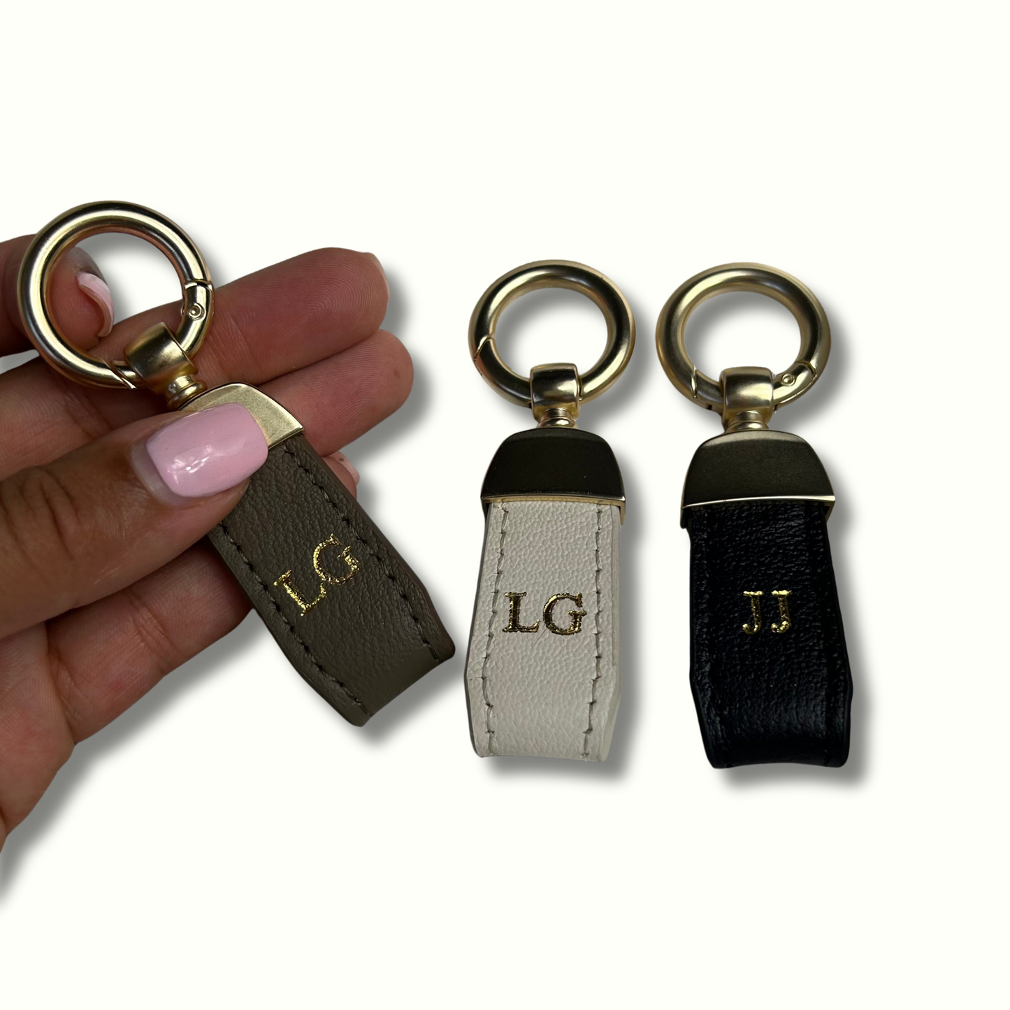 Personalised Leather Short Loop Keychain