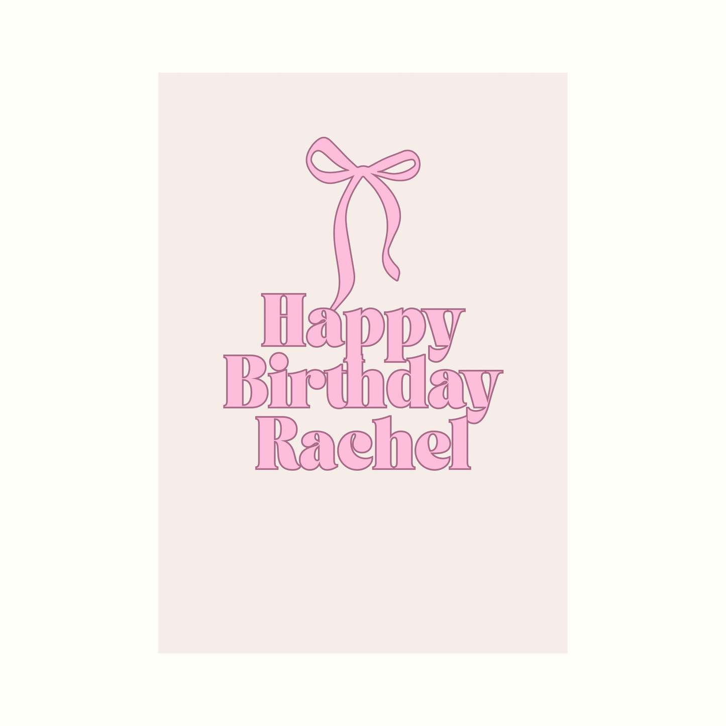 Pink Bow Personalised Name Birthday Card