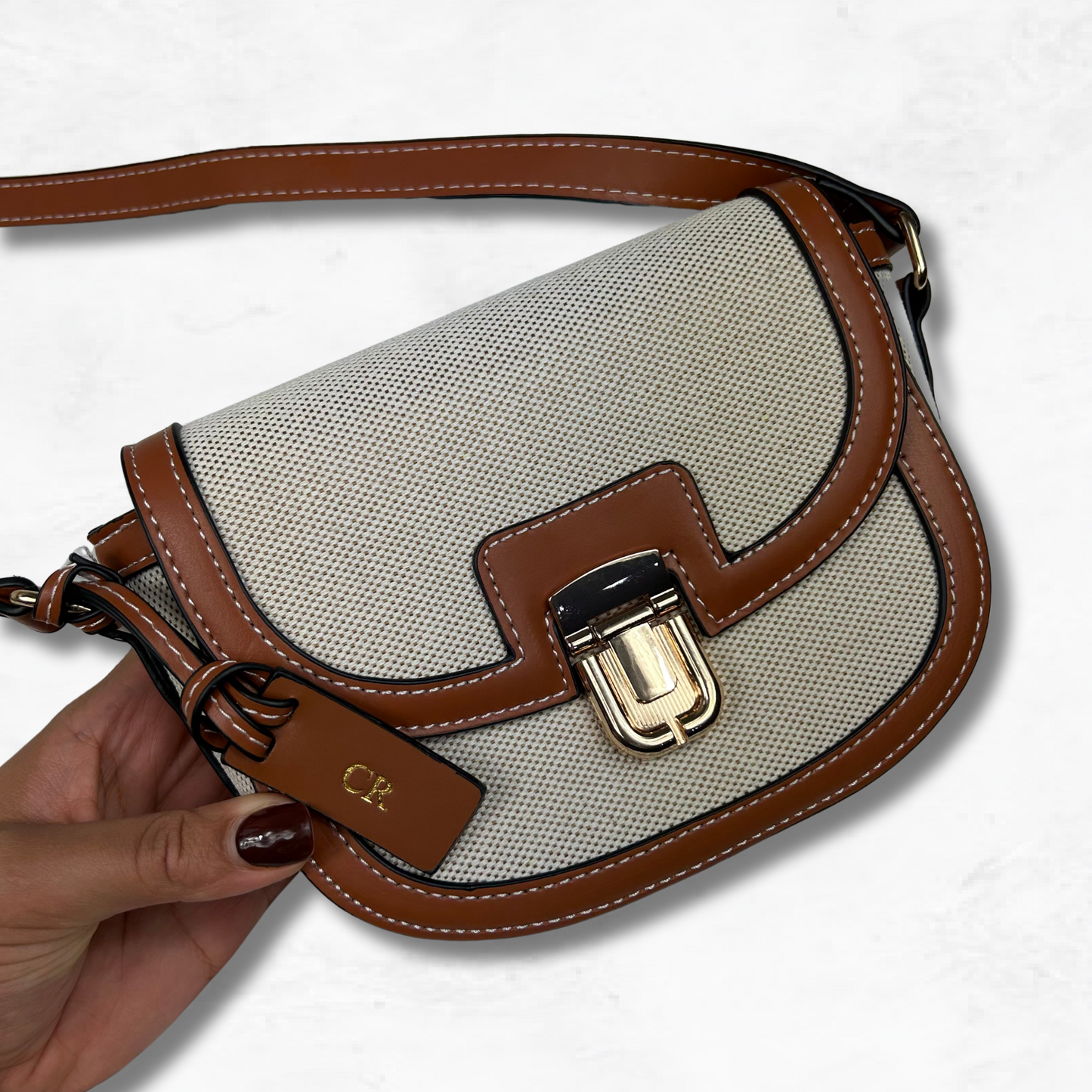Personalised Vegan Leather Canvas Crossbody Bag