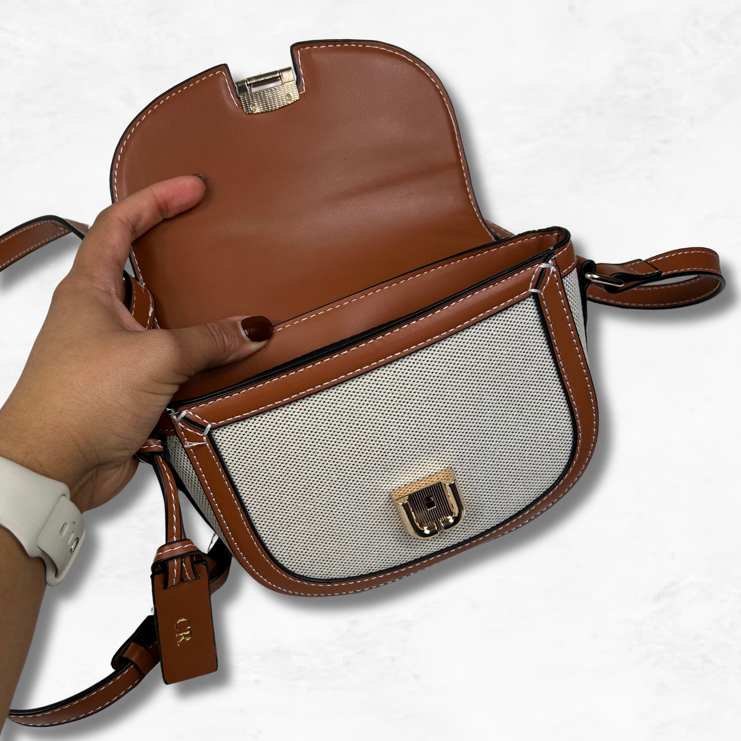 Personalised Vegan Leather Canvas Crossbody Bag