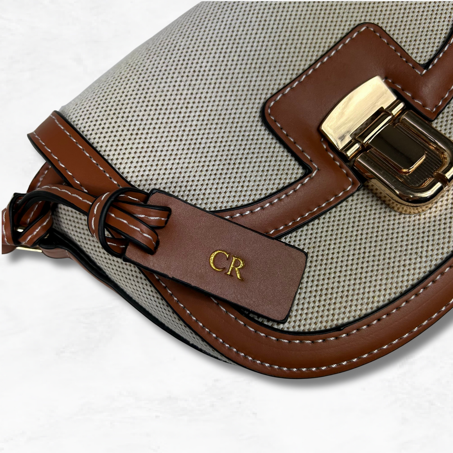 Personalised Vegan Leather Canvas Crossbody Bag