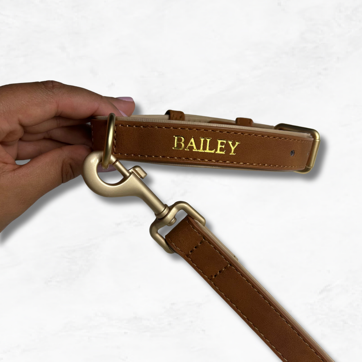 Personalised Vegan Suede Leather Dog Collar & Lead Set