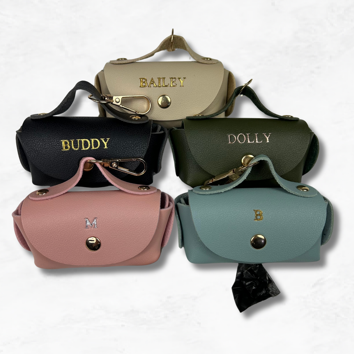 Personalised Vegan Leather Dog Poo Bag Holder