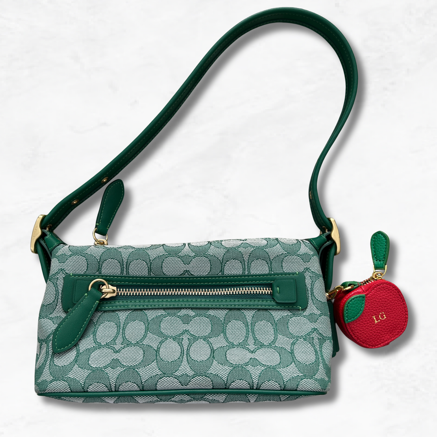 Personalised Leather Apple Bag Charm with Zip