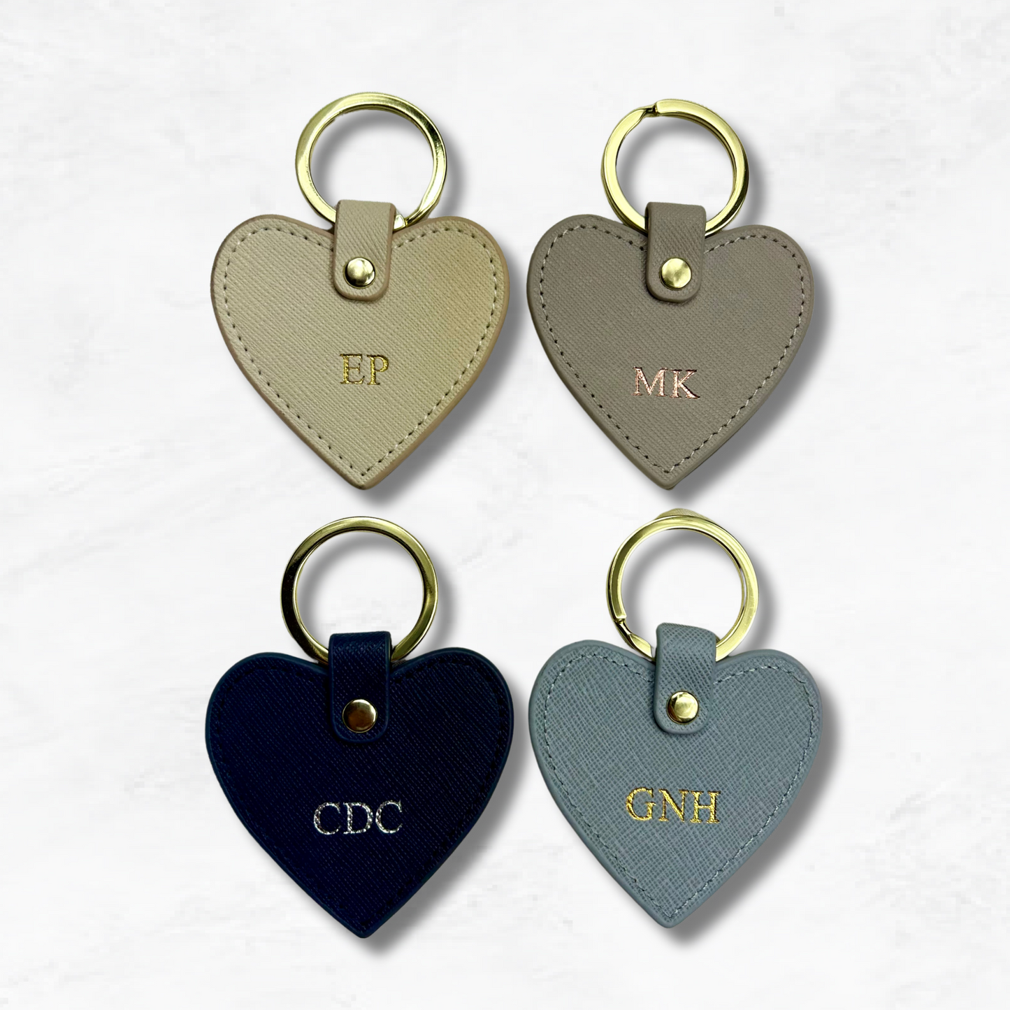 Personalised Leather Heart Keychain