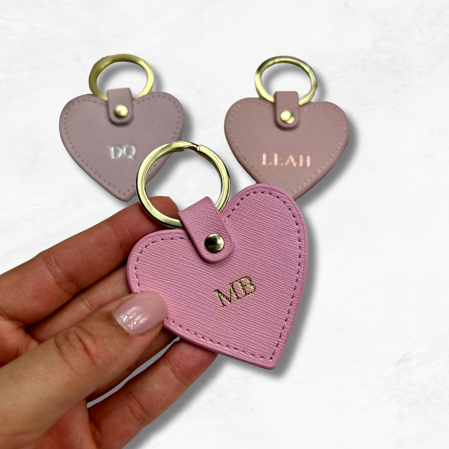 Personalised Leather Heart Keychain