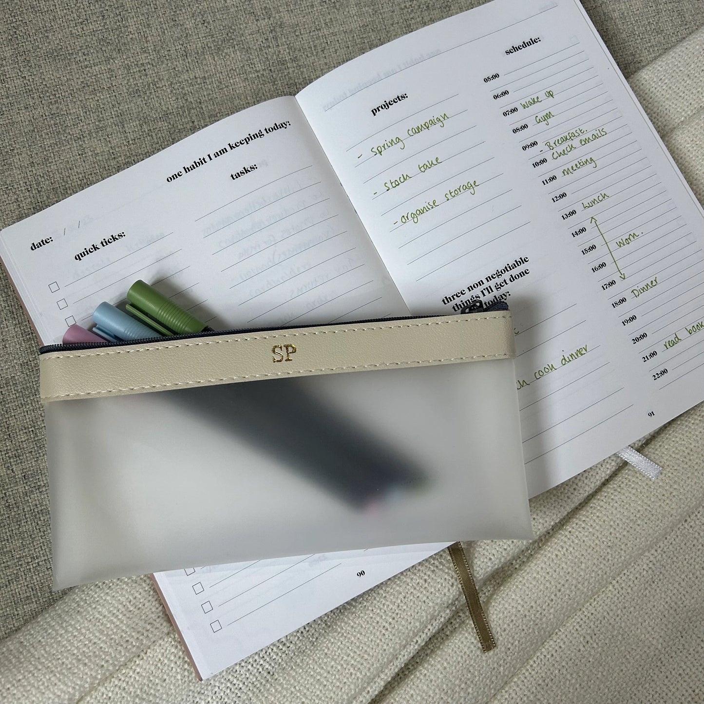 Personalised Vegan Leather Clear Pencil Case