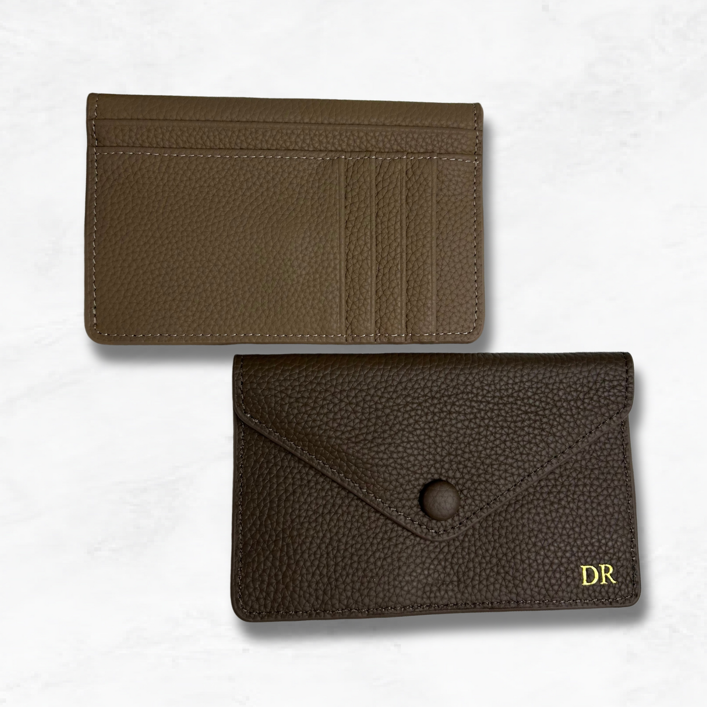 Personalised Leather Card Holder Purse with Envelope Flap