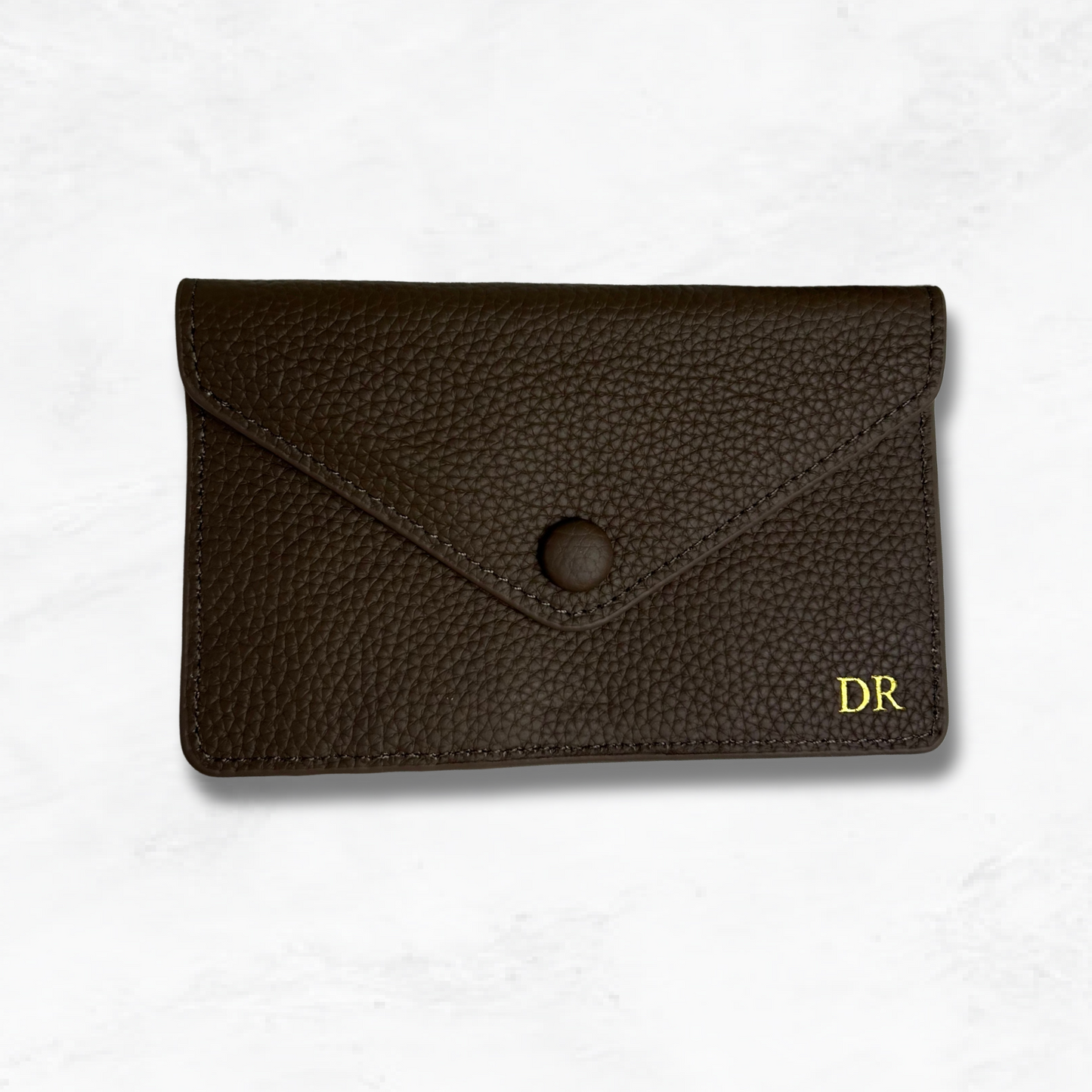Personalised Leather Card Holder Purse with Envelope Flap