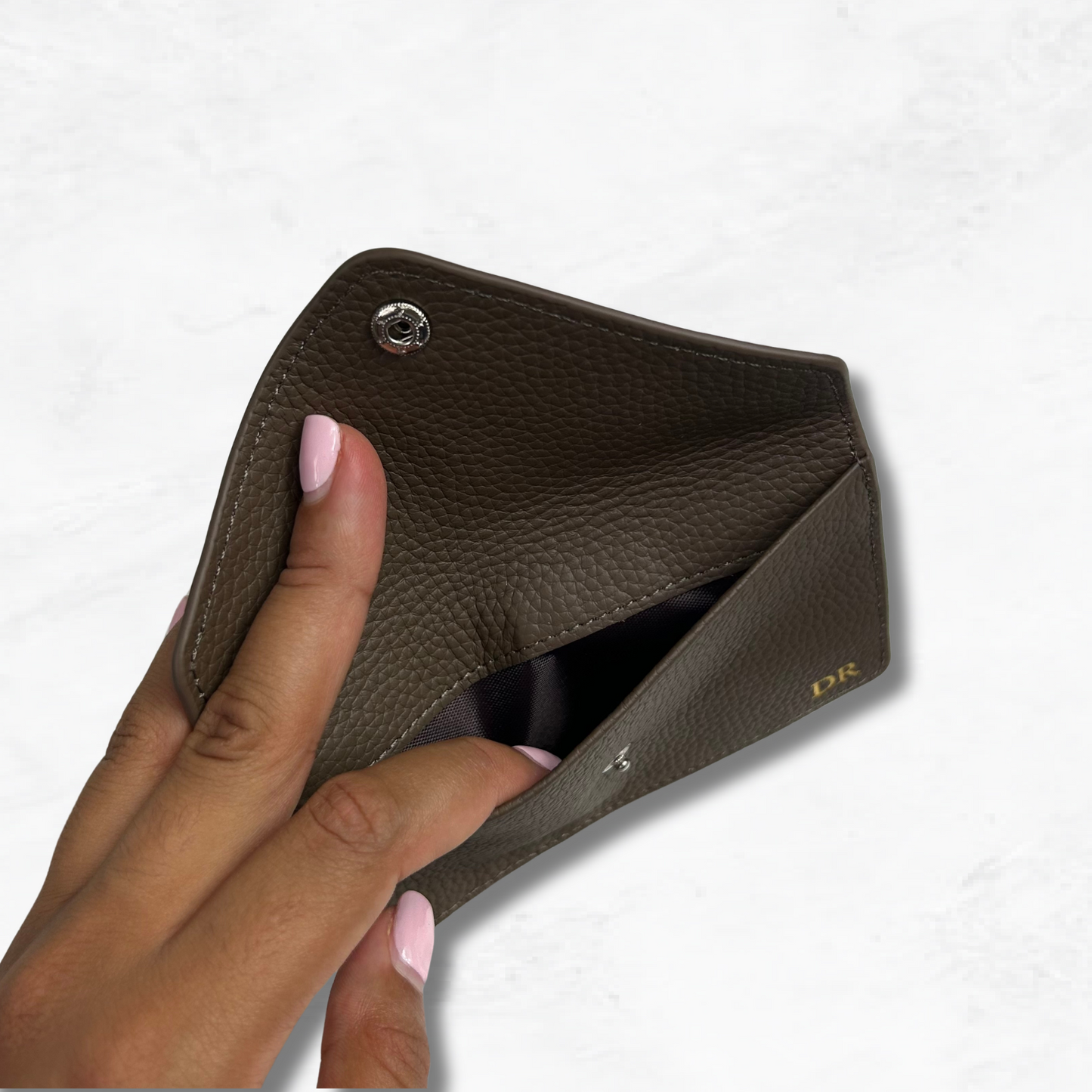 Personalised Leather Card Holder Purse with Envelope Flap