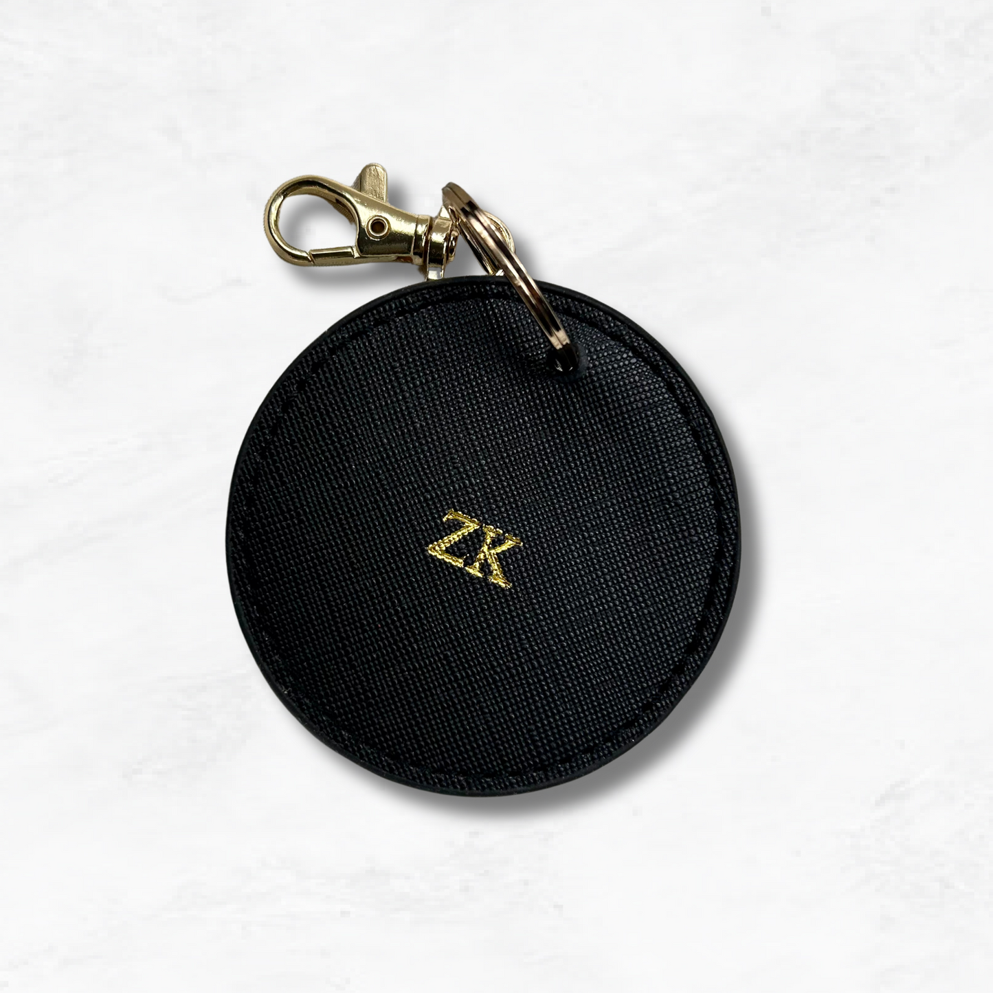Personalised Vegan Leather Round Luggage Tag Keychain