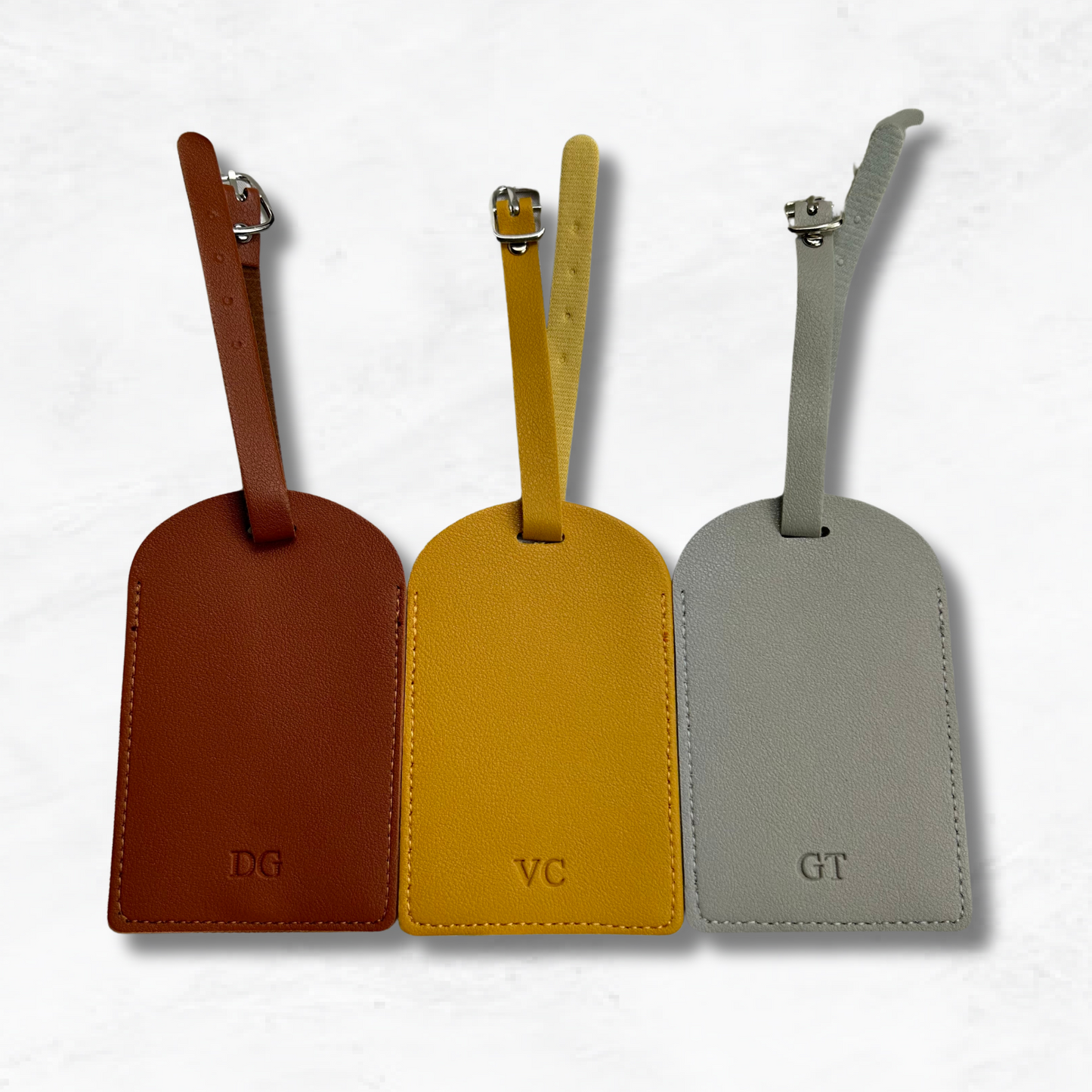 Personalised Vegan Leather Rounded Luggage Tag